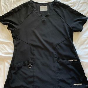 Black scrub top, size M